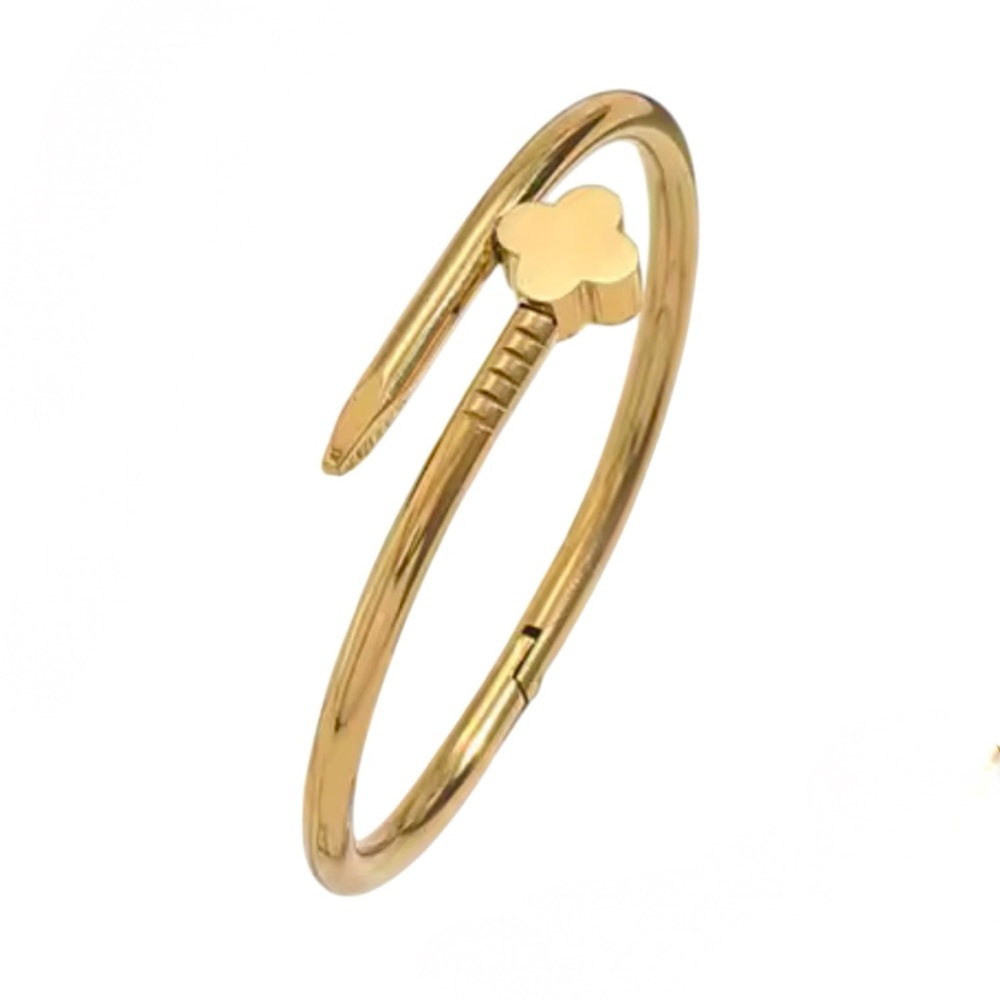 Clover Nail Gold Bangle Stainless Steel